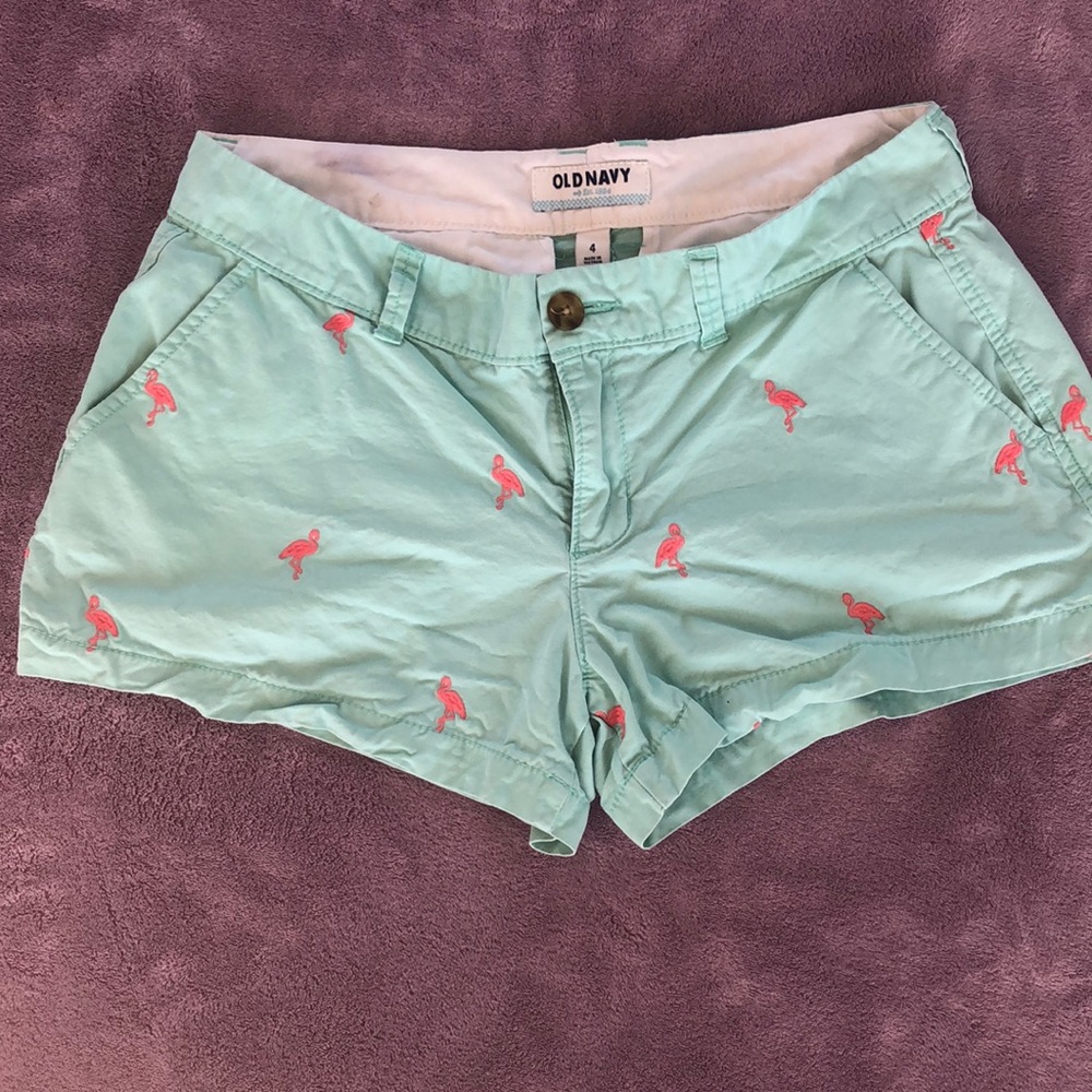 Old navy Turquoise and pink flamingo shorts